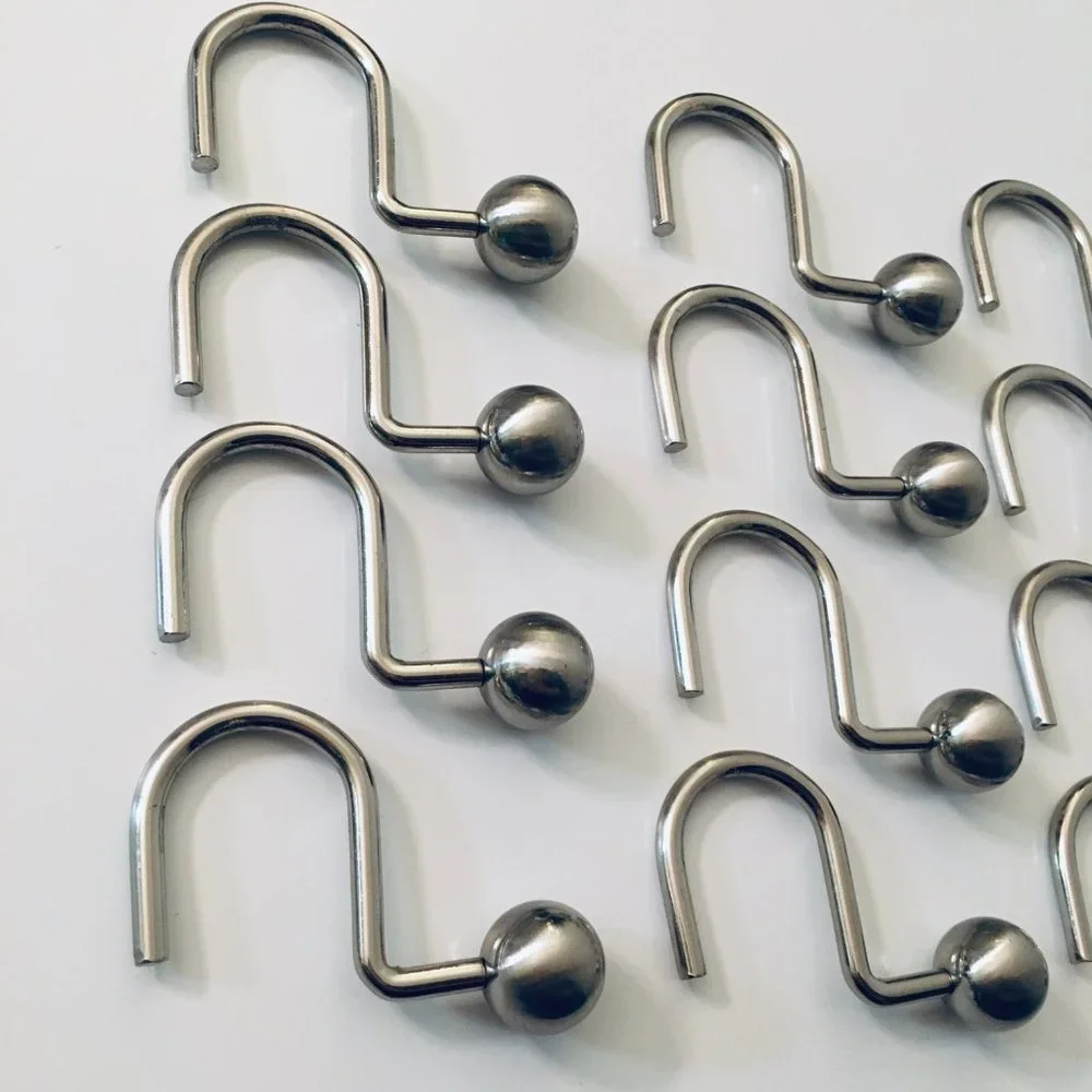 Set of 12 Silver Shower Curtain Sphere Hooks